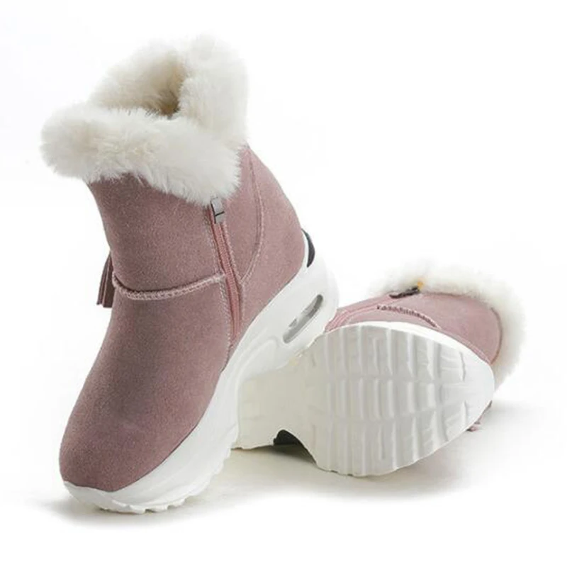 COVOYYAR/ г.; зимние женские меховые кроссовки на платформе; теплая плюшевая женская обувь на танкетке; ботильоны из натуральной кожи с кроличьим мехом; WSN330