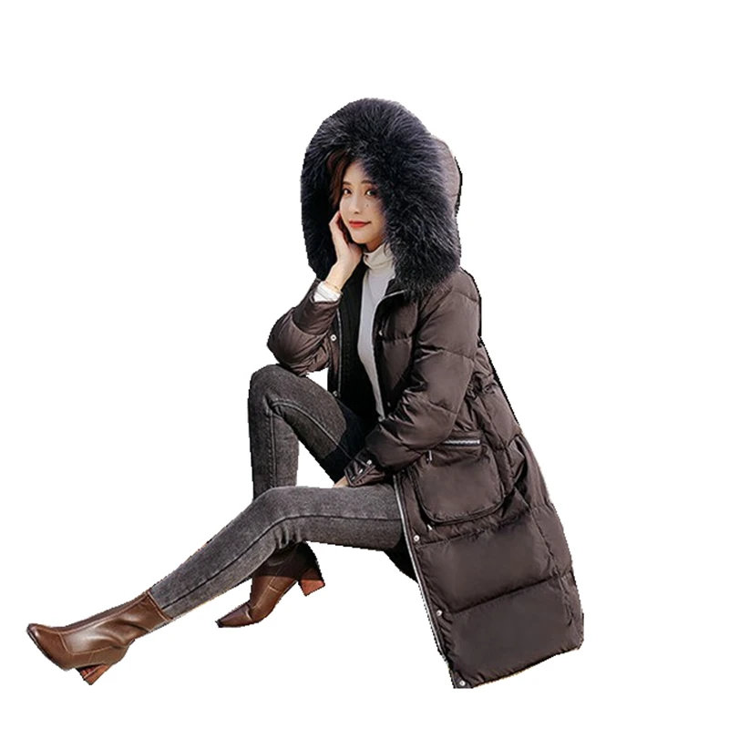 Роскошные зимние женские парки пуховое пальто женская зимняя теплая верхняя