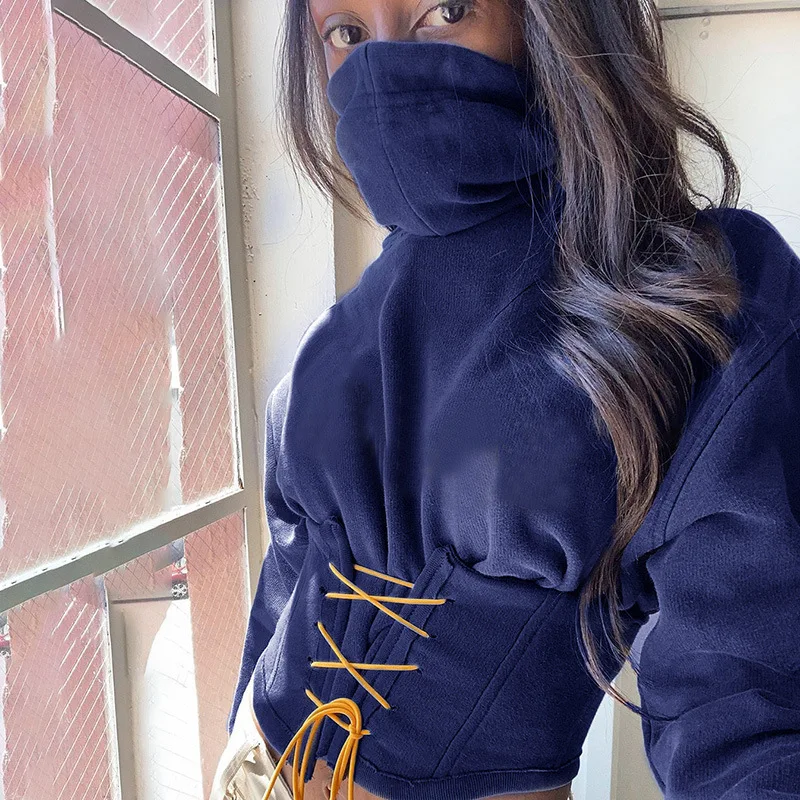 Осенне зимний корсет с капюшоном буквенным принтом женские спортивные свитера