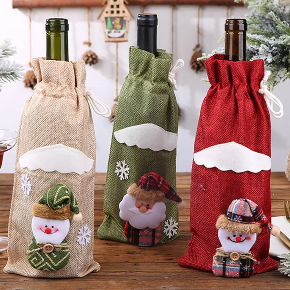 

Christmas Wine Bottle Cover Merry Christmas Decor Holiday Santa Claus Champagne Bottle Cover Christmas Decorations For Home V9B6