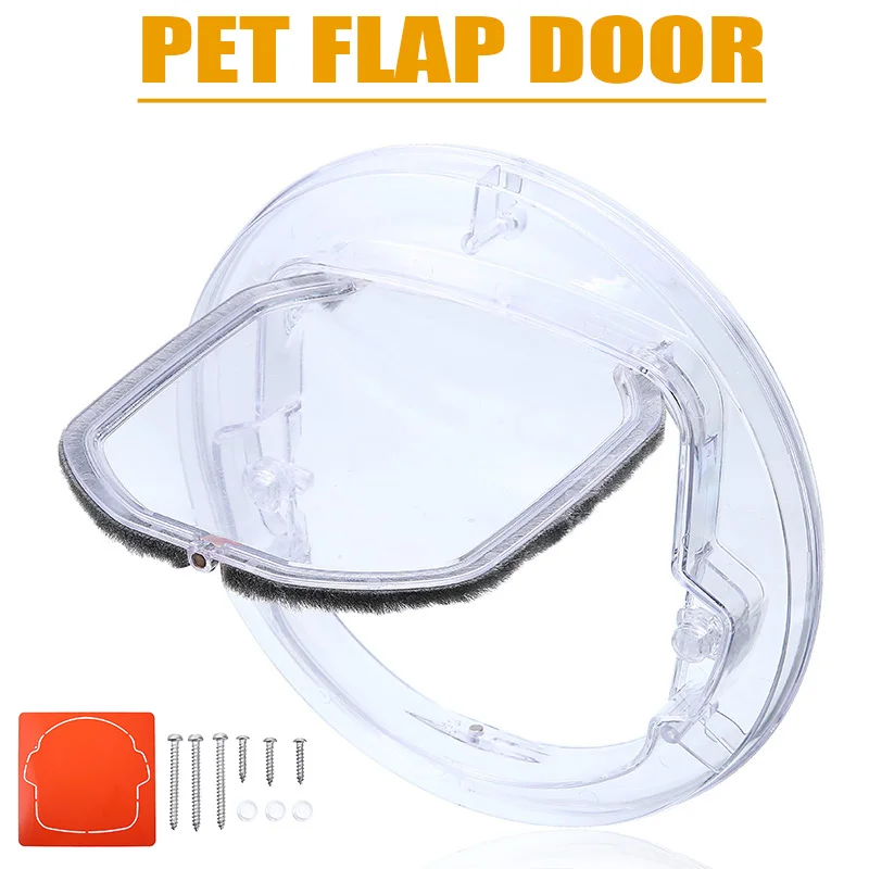 

Newest Round Pet Flap Door For Cat And Small Dog Lockable Security Pet Entrance Glass Window 4 Ways Puppy Flap Door For Cat Dog