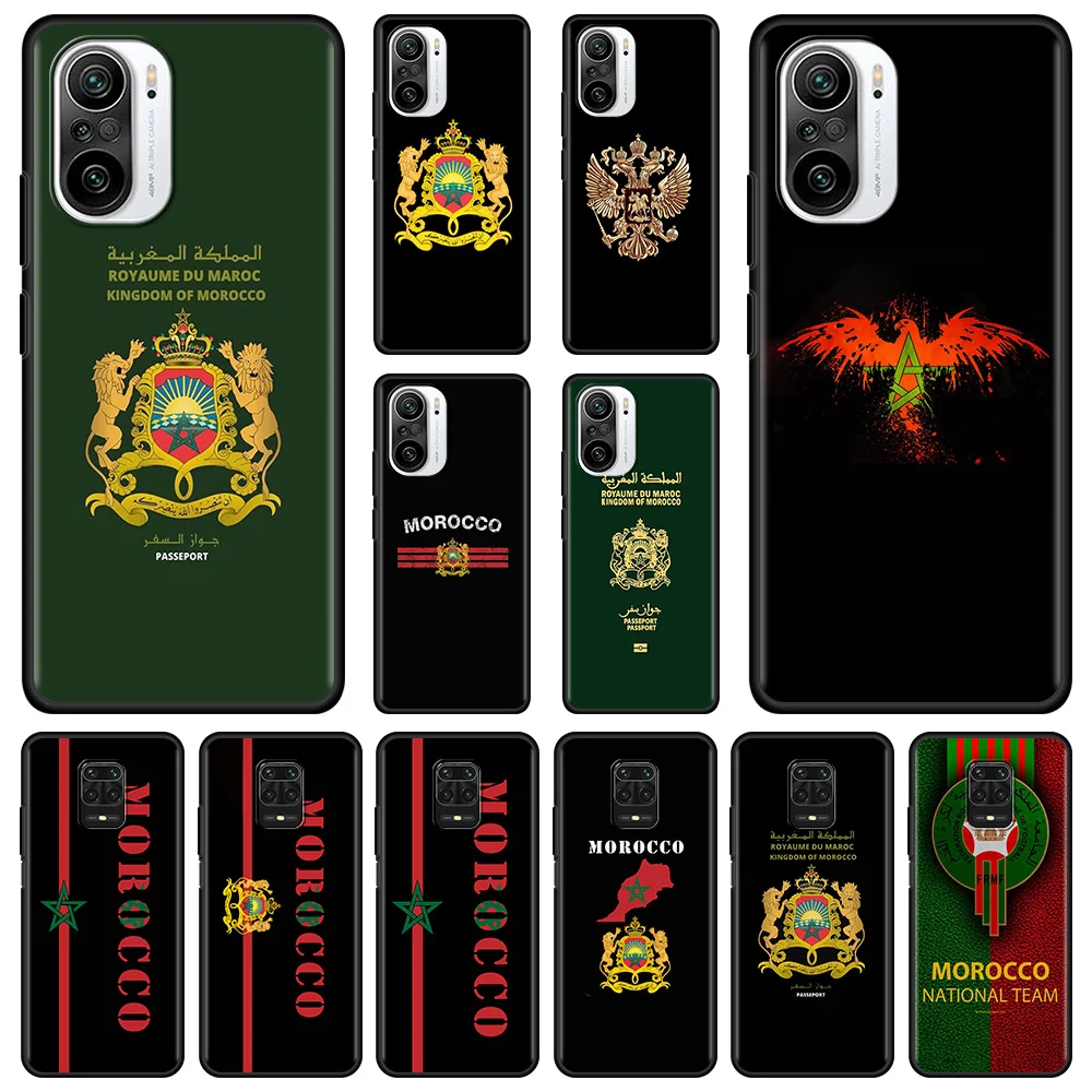 

Phone Case For Xiaomi Redmi 10 9 9c 9a 9i 9t 8 8a 7 7a 6 6a k20 K30 K40 Pro Plus 9Prime Black Fundas Morocco Flag Coat Of Arms
