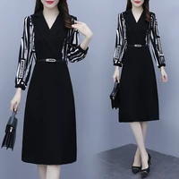 womens business elegant dress office ladies work wear long sleeve belt loose party slim casual cocktail dress clothes for woman