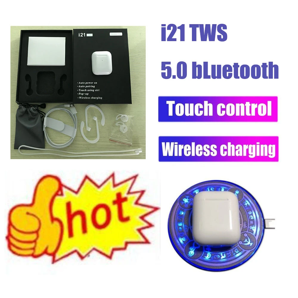 I21 TWS 1:1 Размер AP2 беспроводные наушники Bluetooth 5,0 наушники PK w1 чип Сенсорное управление+ Беспроводная зарядка Earbus