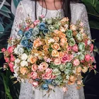 Европейский 5-вилочный искусственный букет роз, украшение для дома, пластиковый цветок, реквизит для свадебной фотосъемки