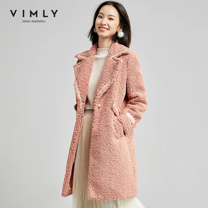 Vimly Женская куртка из искусственного меха винтажная зимняя однотонная