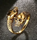 Кольцо с черепом в готическом стиле из нержавеющей стали для мужчин и женщин, открытое регулируемое ювелирное изделие в стиле панк, Хэллоуин, 1 шт.