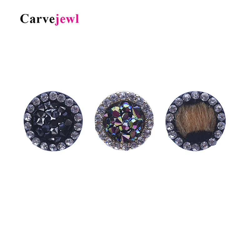 Серьги гвоздики Carvejewl круглые треугольные из смолы коллекция соломенное