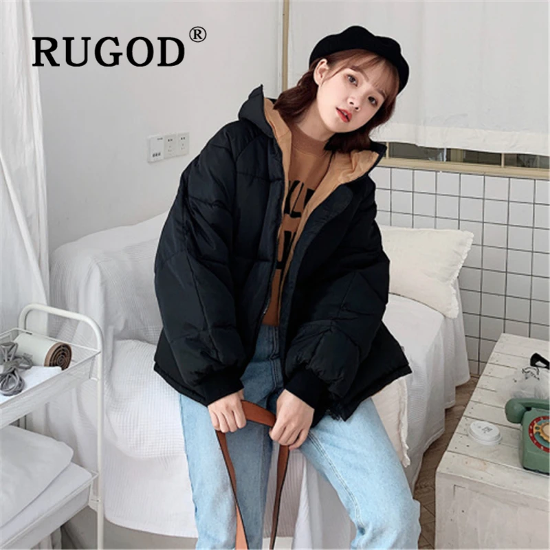 RUGOD Korean solid cotton women coat Fashion Plus Size Down Jacket Auturm winter Thicken Warm Cotton outwear parka overcoat