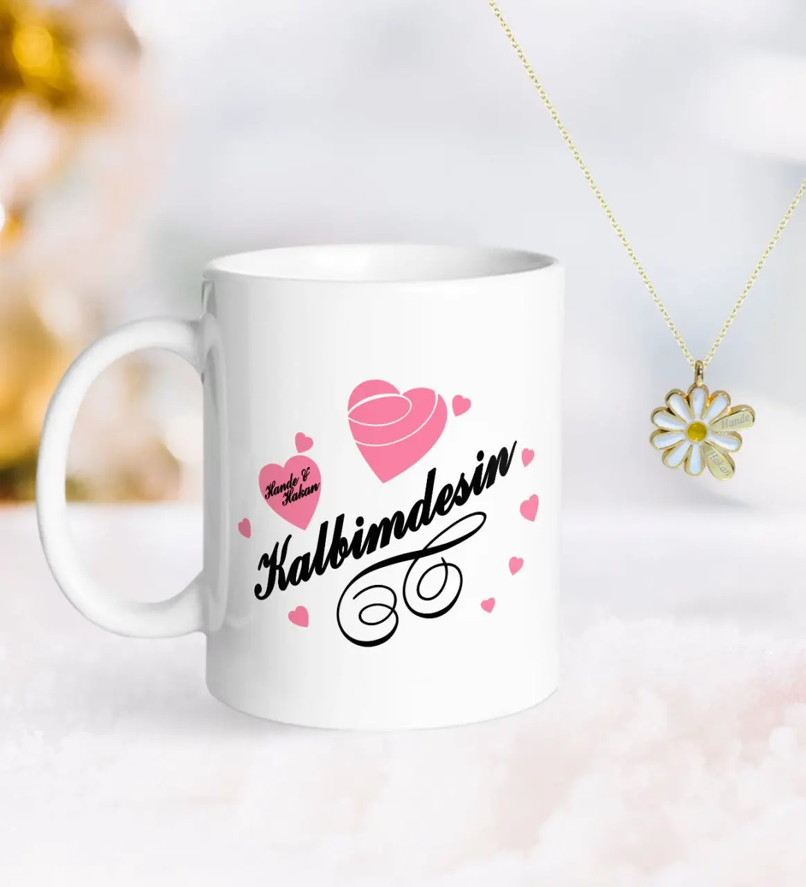 

Персонализированные ко Дню Святого Валентина кружка и двойной Дейзи Kolye-16