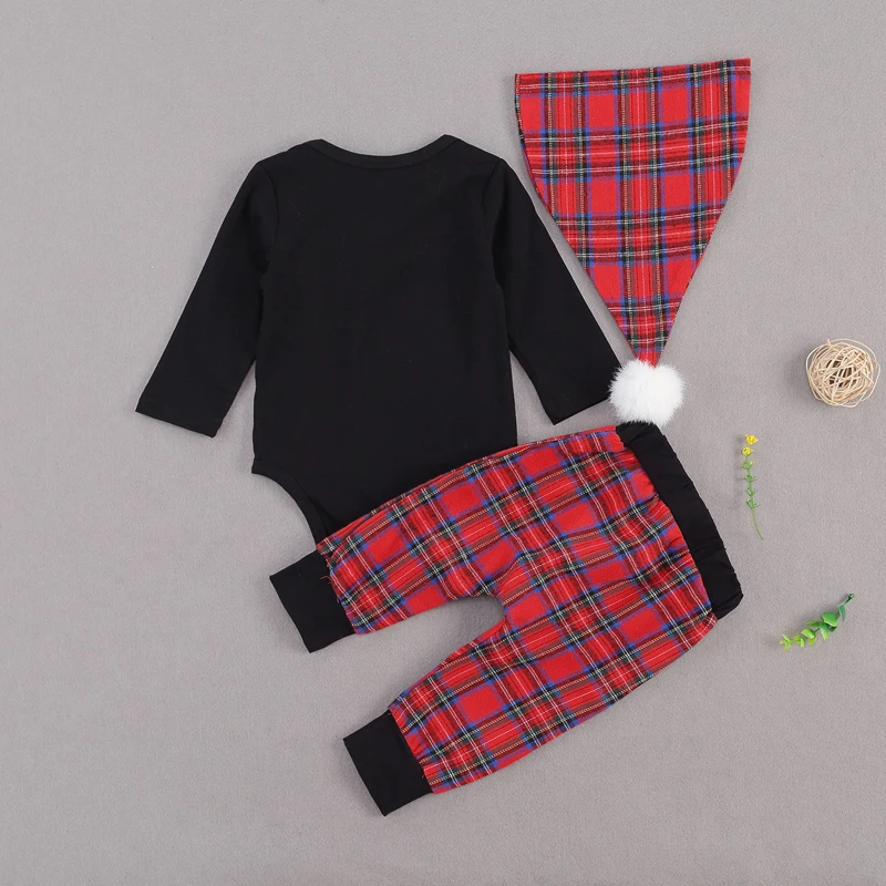 

lioraitiin 0-24M Newborn Infant Boy Girl Solid Color O-neck Long Sleeve Top with Bow, Plaid Long Trousers and Hat