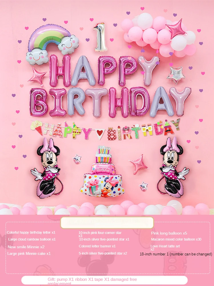 

Disney Mickey Minnie Mouse Children's Happy Birthday Party Decoration Baby Shower Decorations Decorations Party Kid Toy