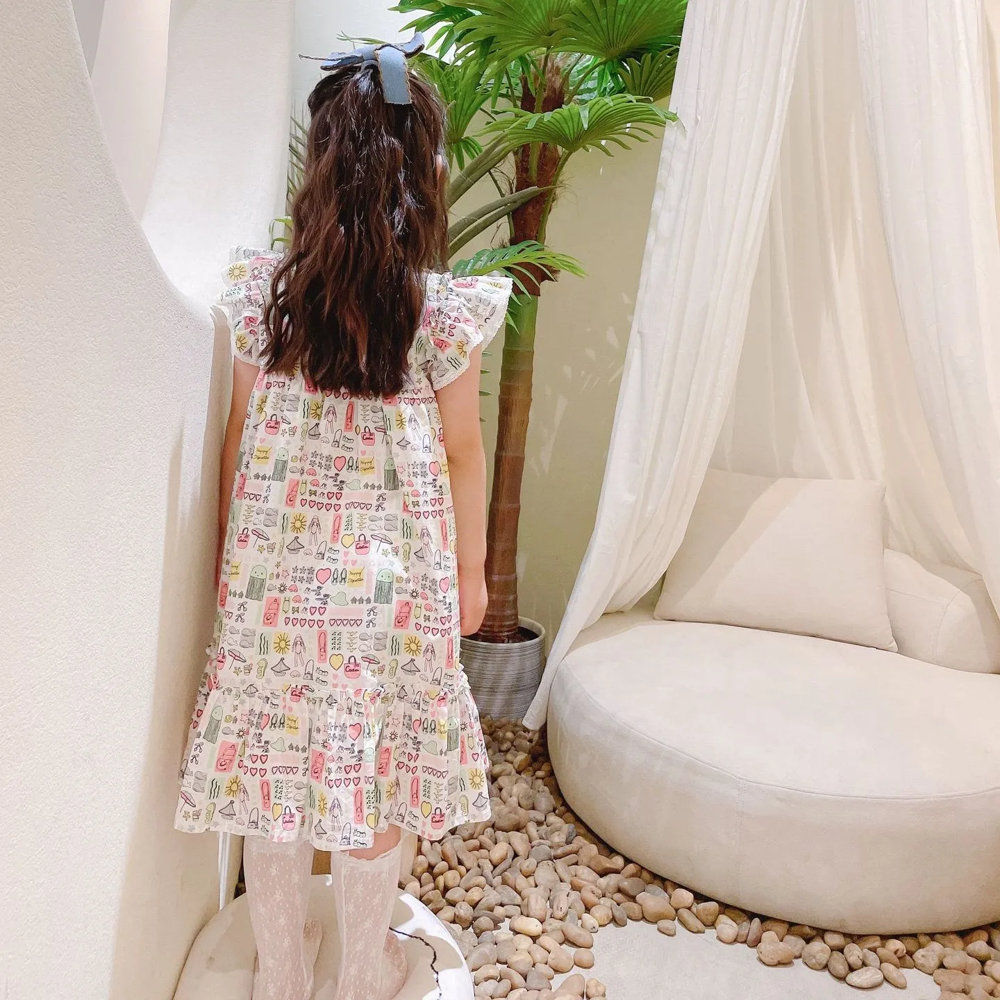 

Baby girls dress summer kids clothes 100% cotton hand-painted pattern printed dress lace princess dress