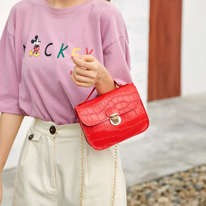 

2021 Fashion Women Small Crossbody Bag Classic Crocodile Pattern Shoulder Handbags Lightweight Chain Strap Messenger Purse
