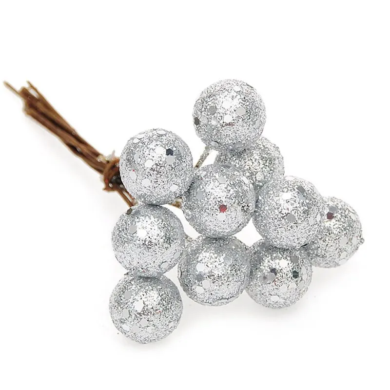 SDZ60 Silver 10 шт./лот, подвесные шары для рождественской елки, фруктовый шар, вечерние украшения, красные, серебристые, золотые рождественские украшения для дома, год - Цвет: SDZ60 Silver