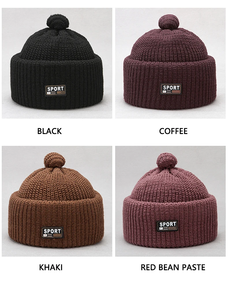 

Men's and women's winter thick knitted hat, black neutral knitted hat, retro casual hat, Dad warm wool hat