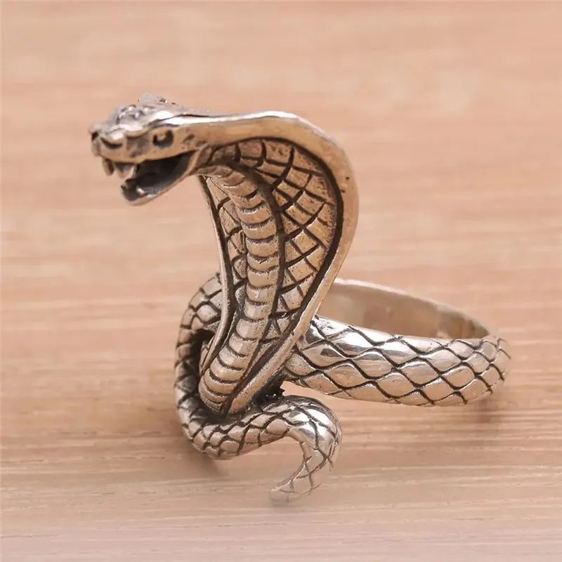 

FDLK Vintage Zinc Alloy Lady Cobra Ring Bohemian Style Snake Wrap Ring Party Jewelry