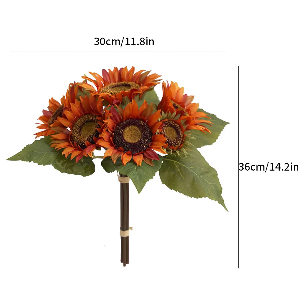 

Beautiful Artificial Sunflower Bouquet Silk Flower High Quality Artificial Flower Home Garden Party Photo Wedding Decoration