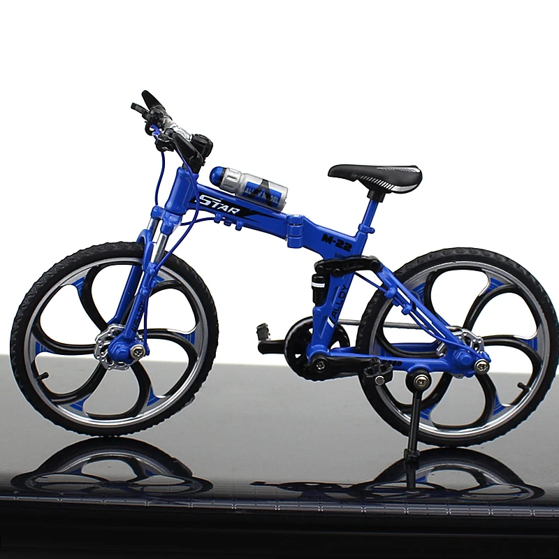 Folding bike Blue Складные мини-Пальчиковые игрушечные велосипеды, милые литые горные велосипеды, модель велосипеда, технический декор, отличные игрушечные велосипеды для детей - Цвет: Folding bike Blue