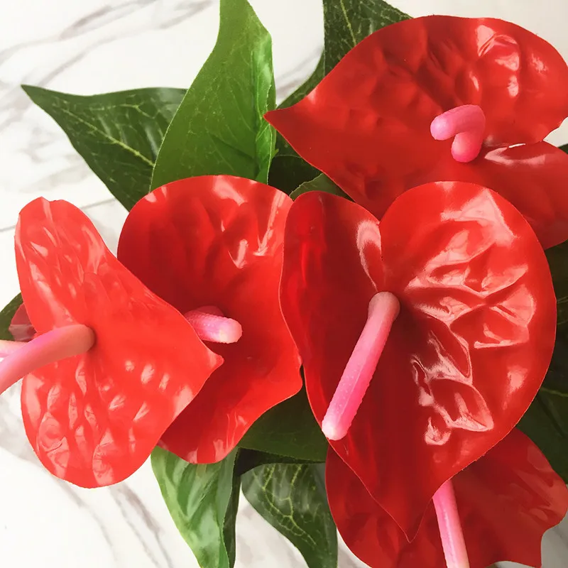 1 букет искусственных цветов красная ладонь искусственный антуриума свадебная
