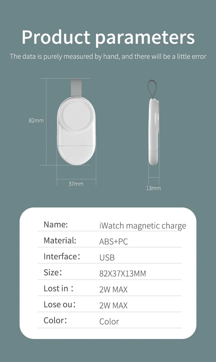Беспроводная зарядка Apple Watch 2 Вт для iWatch Series 4 3 1 портативные мини USB-кабели