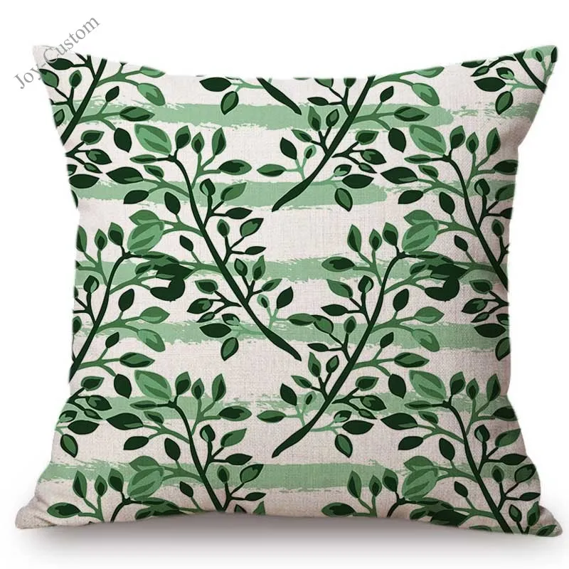 Green Pastoral Ivy Leaf Watercolor Office Decorative Chair Pillow Case Cotton Linen Outdoor Backyard Bench Swing Cushion Cover |