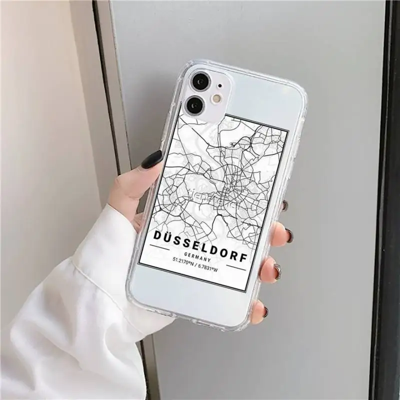 

Travel Country Sketch Exclusive City Map Phone Case Transparent for iPhone 11 12 mini pro XS MAX 8 7 6 6S Plus X 5S SE 2020 XR