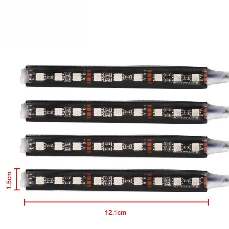 

4Pcs Car Interior Decorative Atmosphere Lamp Strip Auto Rgb Neon Lights Remote Control 12V Car Accessories Interior Decoration