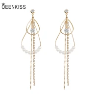 qeenkiss eg7310 fine jewelry wholesale woman birthday wedding gift chain tassel zircon 925 sterling silver needle drop earrings