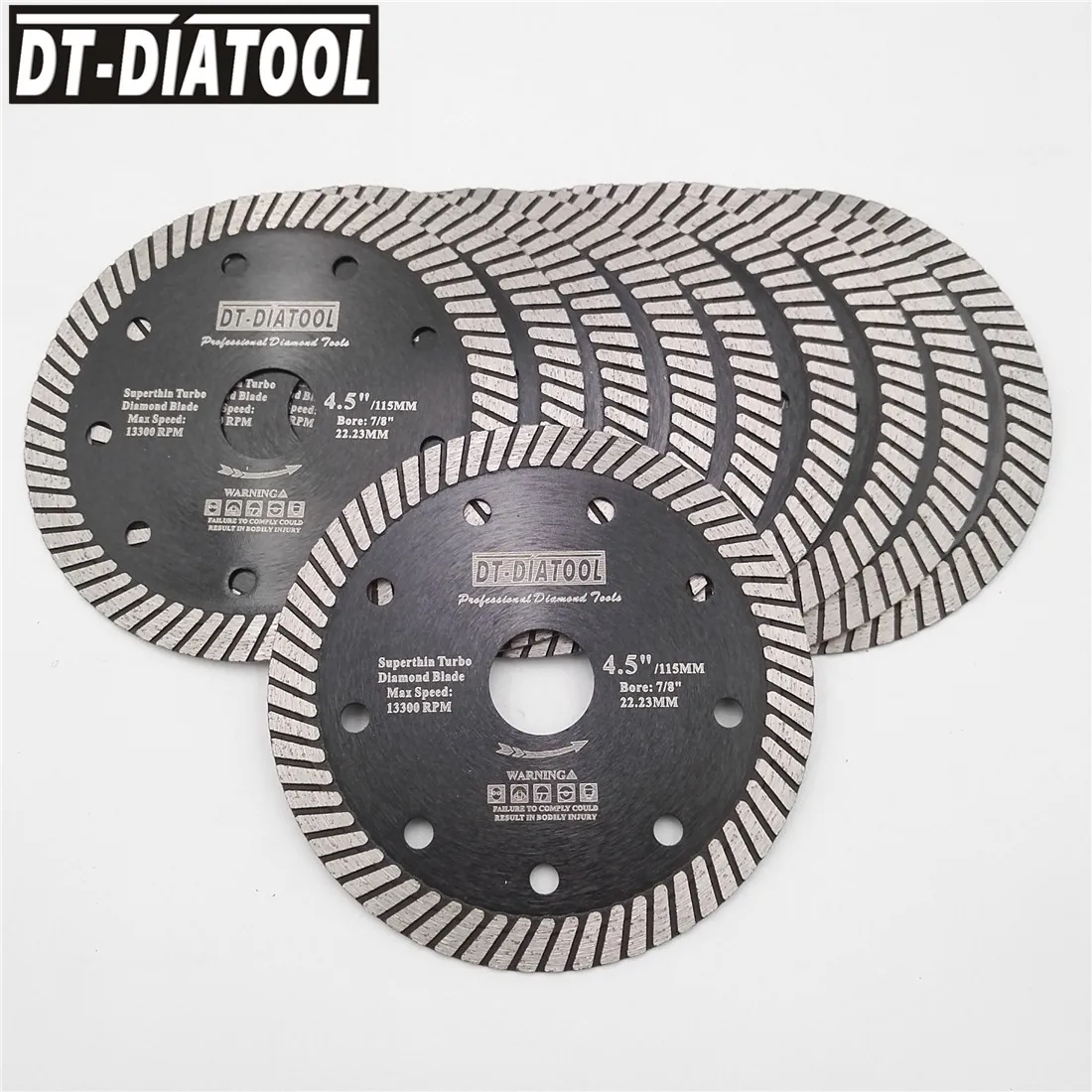 DT-DIATOOL 10pcs Diameter 115mm/4.5Inch Diamond Hot Pressed Super Thin Turbo Saw Blades Ceramic/tile Marble Granite Cutting Disc