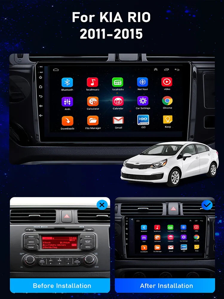 

Автомобильный мультимедийный DVD-плеер стерео аудио радио 4G Wifi GPS динамик Carplay сенсорный экран для KIA RIO4 K3 2011-2015 2 DIN Android 10