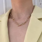 Женская цепочка на шею в стиле панк, золотого цвета, с подвеской Kpop на шею и жемчужными бусинами, чокер, ювелирные изделия, 2021