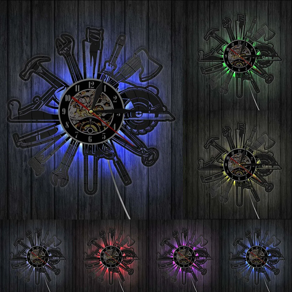 Столярные инструменты Виниловая пластинка настенные часы гаражные Часы