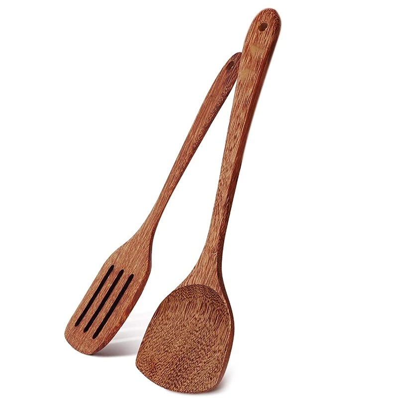 

2 Pack Wooden Spatula for Cooking,Wooden Wok Spatula of Unpainted Handmade By Natural Wood