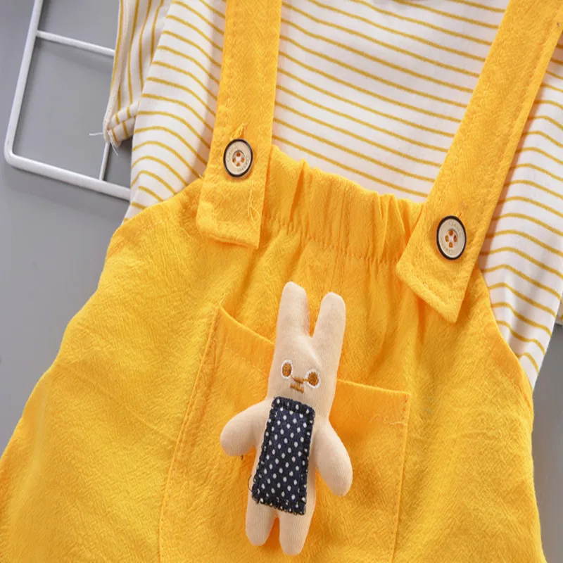 Комплект одежды для маленьких девочек летняя хлопковая футболка новорожденных +