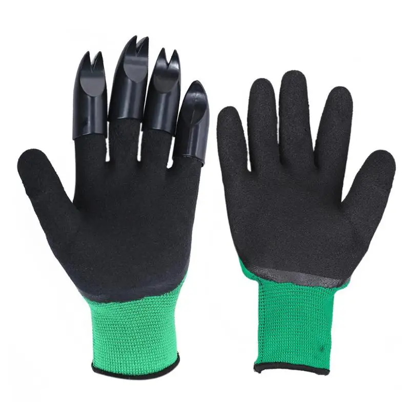 1 Pair Garden Gloves 4 Hand Claw ABS Plastic Rubber Gloves Quick Excavation Plant Waterproof Insulation Home garden supplies - Цвет: 1 Pair