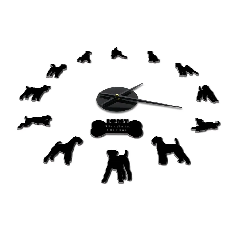 Часы Airedale Terrier настенные с фигурками собак и пород современные тихие самодельные