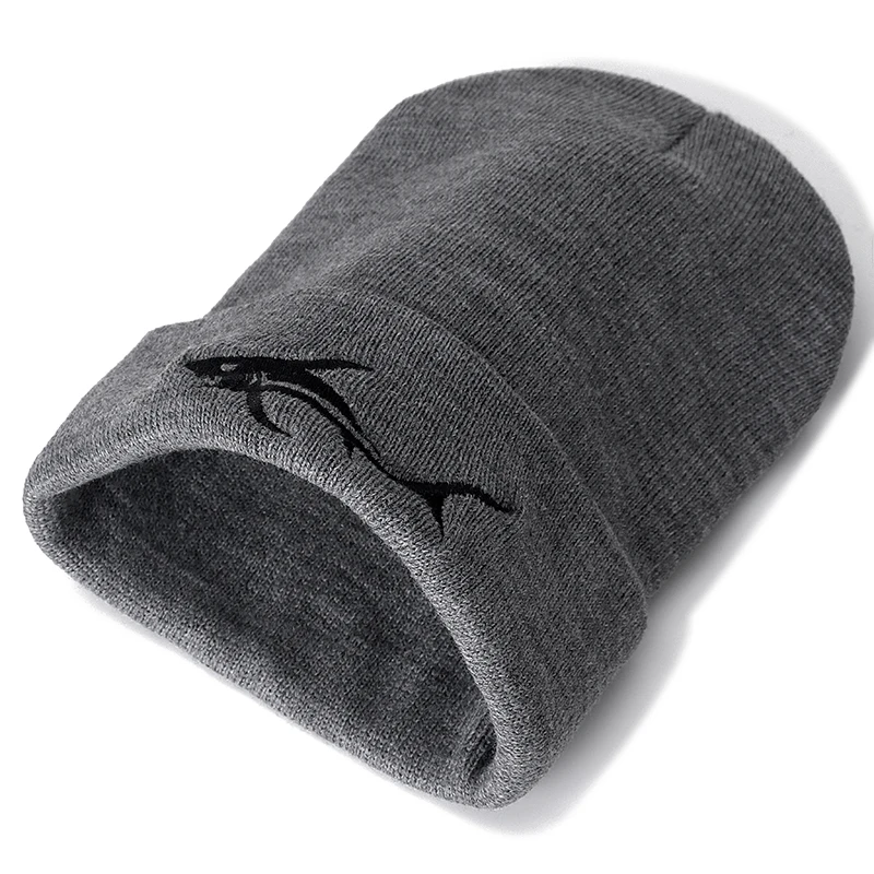 1 шт шапка Большая акула вышивка повседневное женская мужская теплая вязаная