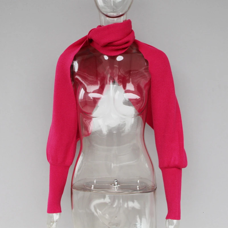 VGH Повседневные вязаные шарфы для женщин с твердым рукавом нагрудник шаль Осень