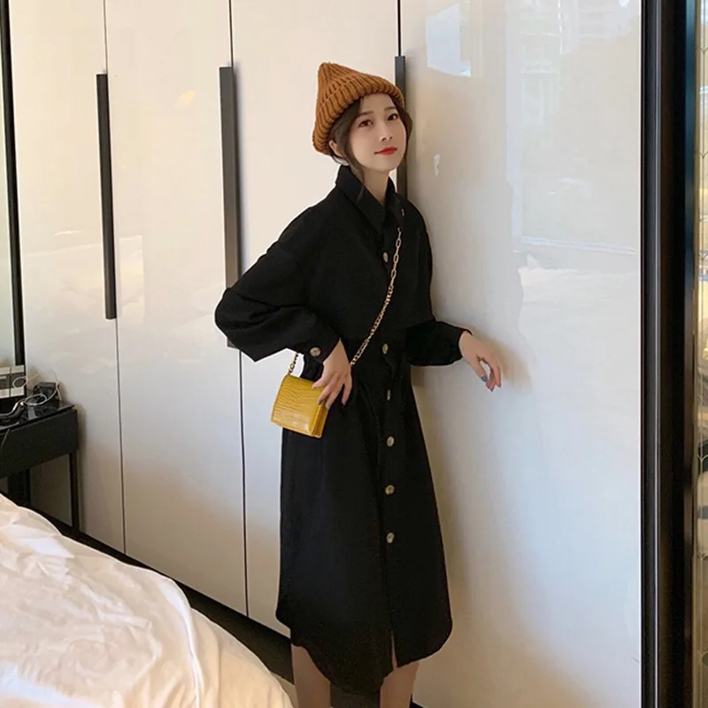 Женское осеннее платье средней длины тонкое элегантное французское с высокой