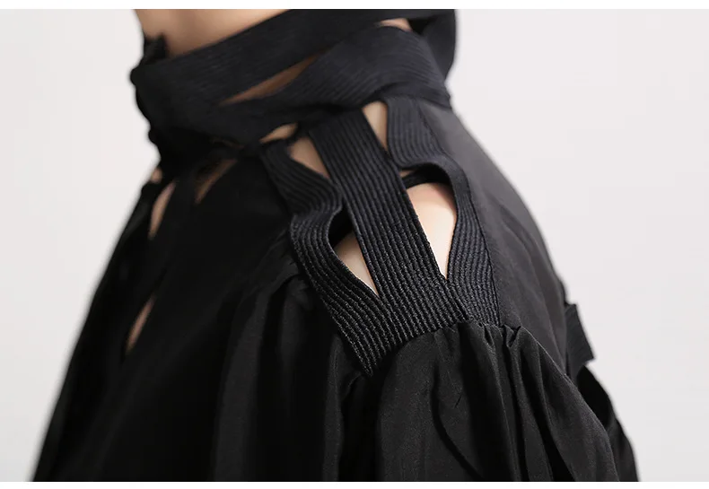 Max LuLu/модные корейские женские топы в стиле панк, хлопковые блузки, осенние женские сексуальные рубашки с дырками, Безразмерные с высоким воротом, свободная одежда