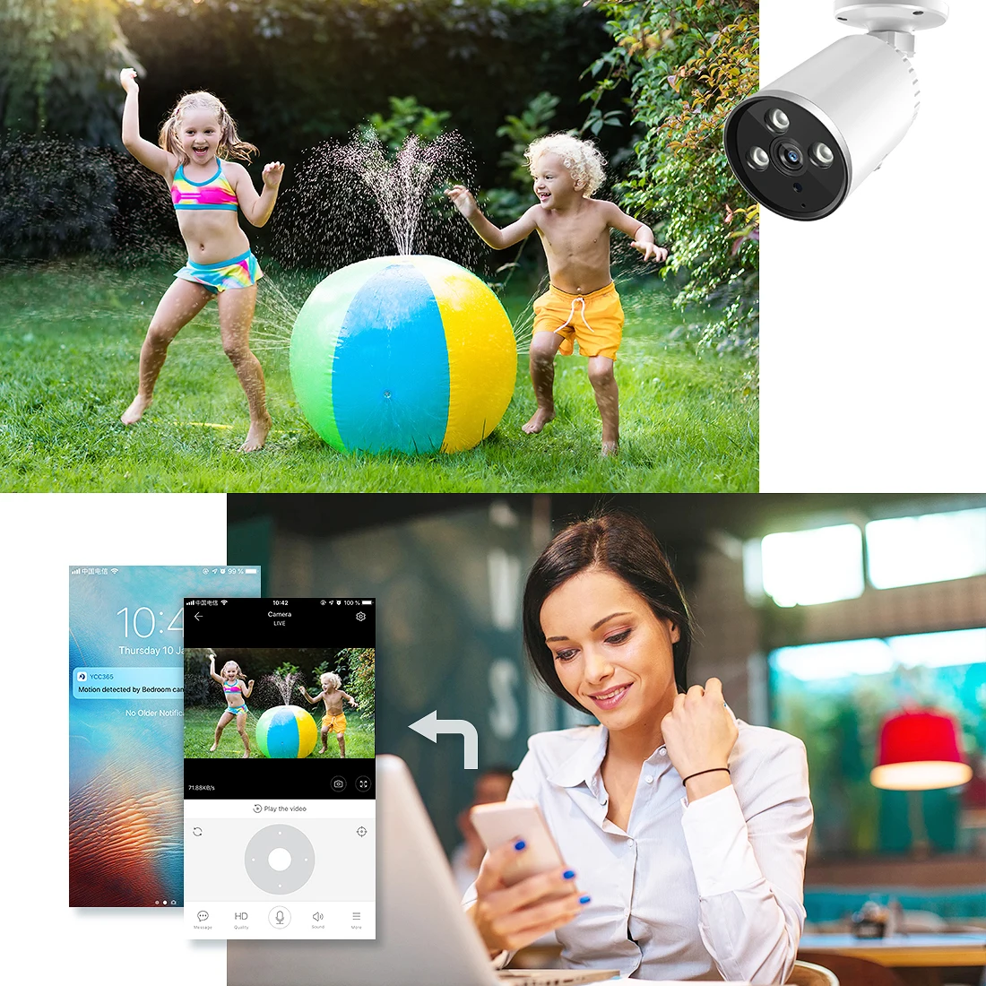 YCC365 1536P камера WiFi 3.0MP Водонепроницаемая цилиндрическая ip наружная Камера