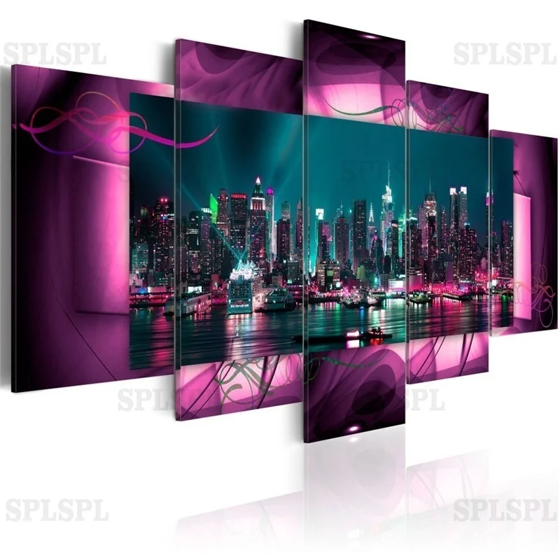 Декоративные плакаты и принты города Нью-Йорк 5 шт. Современная Картина на холсте