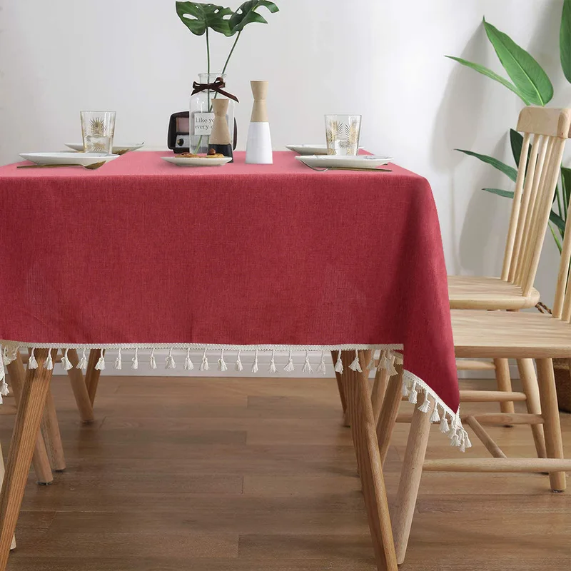 

Waterproof and Oil-proof Rectangular Household Table Cloth Solid Color Dining Tea Table Decoration Lace Home Wedding Decor