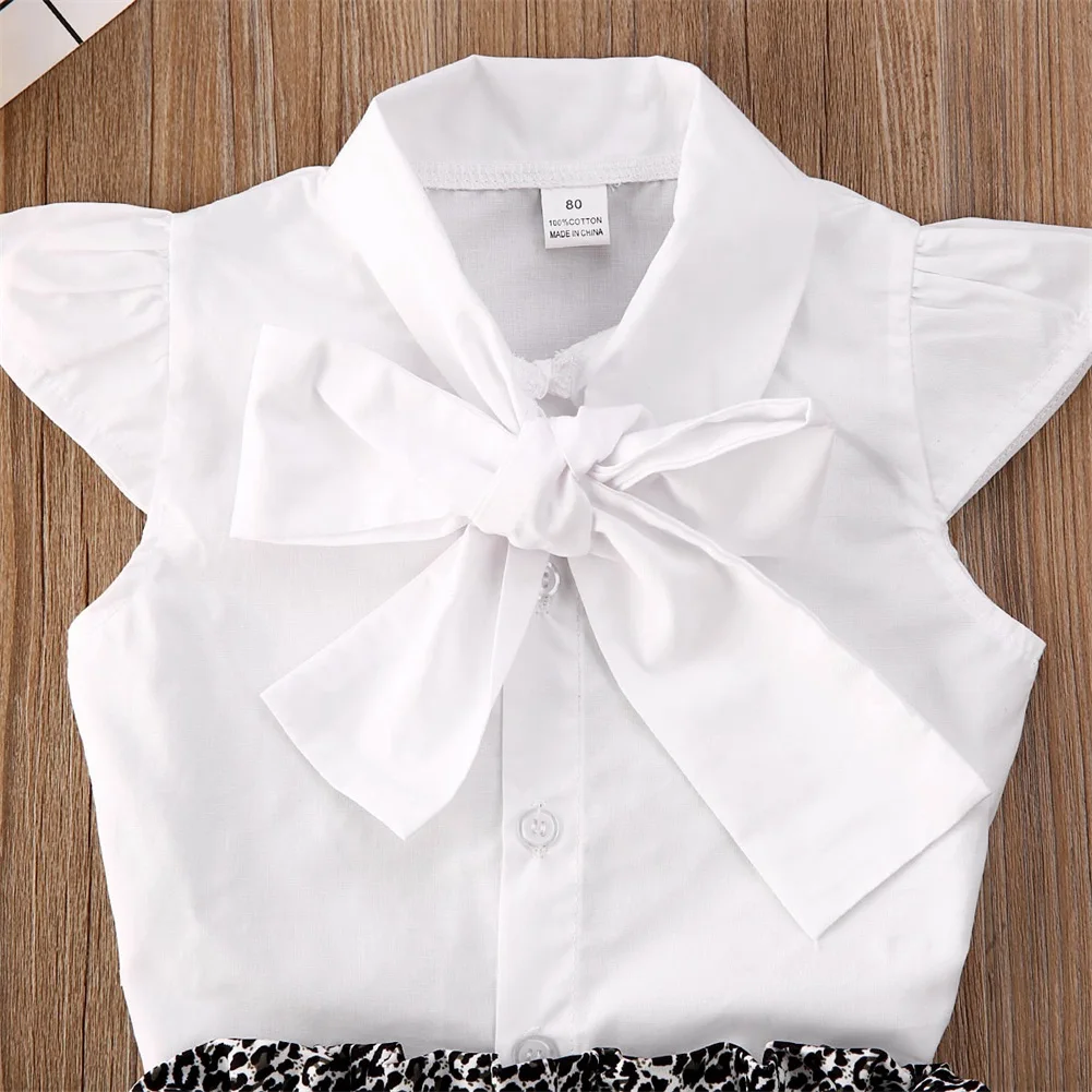 Комплект из 2 предметов Одежда для маленьких девочек белая рубашка без рукавов