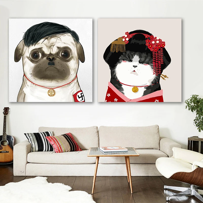 Diy paint by numbers picture drawing versus Toolkit draw dogcharacter Big Play art living room Decorative hanging painting | Дом и сад