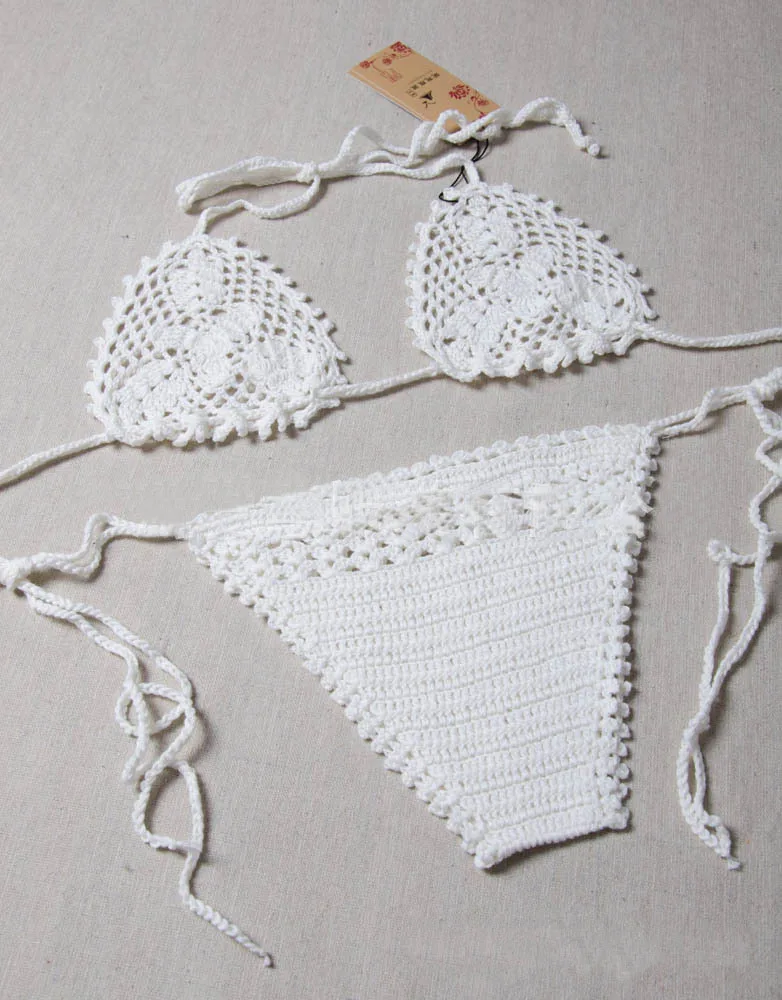 Ручная работа бразильские бикини Для женщин Купальники Холтер кроше на