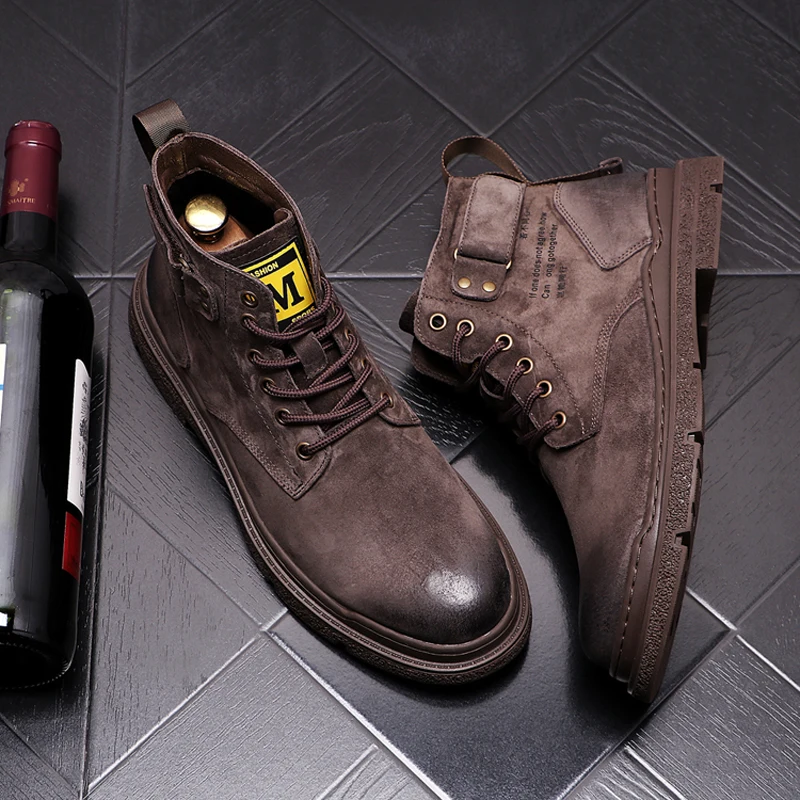 

Men Shoes Autumn Winter Boots Retro Style Ankle Boots Lace Up Casual Boots High-top Shoes For Men Wear-resistant Zapatos Boots
