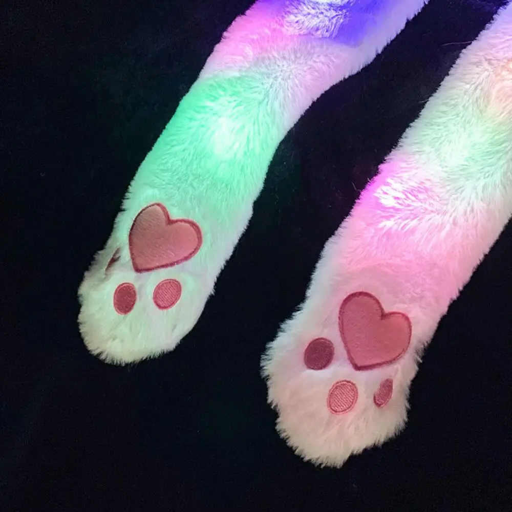 

Funny Hat Women Men Kids Lighting Hat Cute Rabbit Ears Plush Ears Can Move Cap Children Shine Winter Warm For Party Night A40