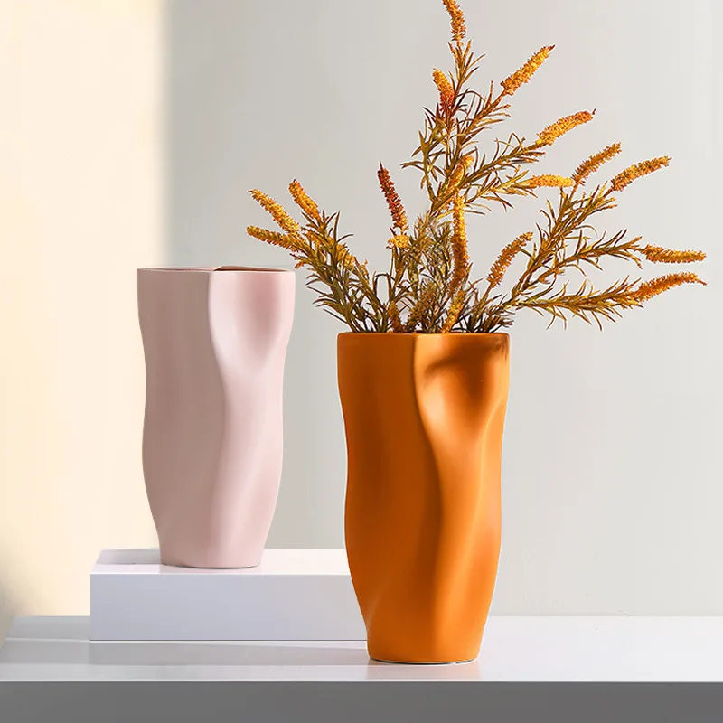 

Nordic Style Pink Ceramic Vase Decoration Modern Luxury Art Large Vase Living Room Flower Arrangement Decoration Household Ideas